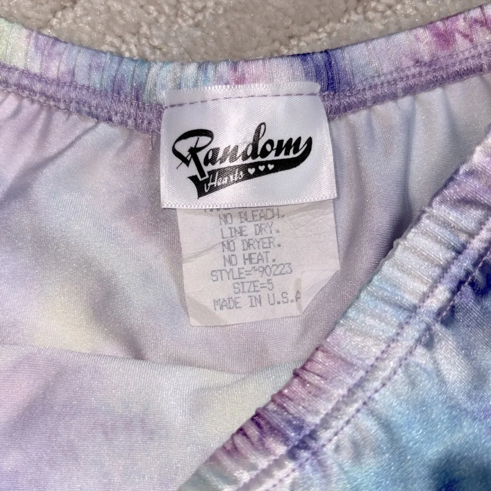 Random Hearts Tiered Tie Dye Nylon Spandex Mini Skirt from Denny’s x Lester’s